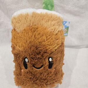 Smiling Plush Coffee Cup Toy - Brown and Green